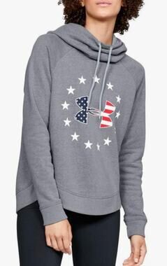 Under Armour fleece  Gray freedom logo ladies Med cowlneck hoodie